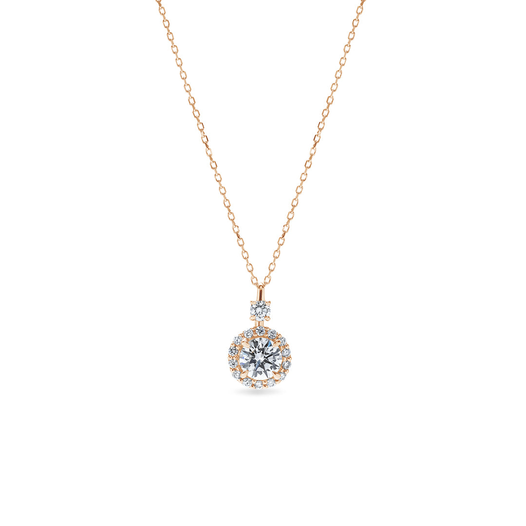 Round Halo Necklace 0.5ct